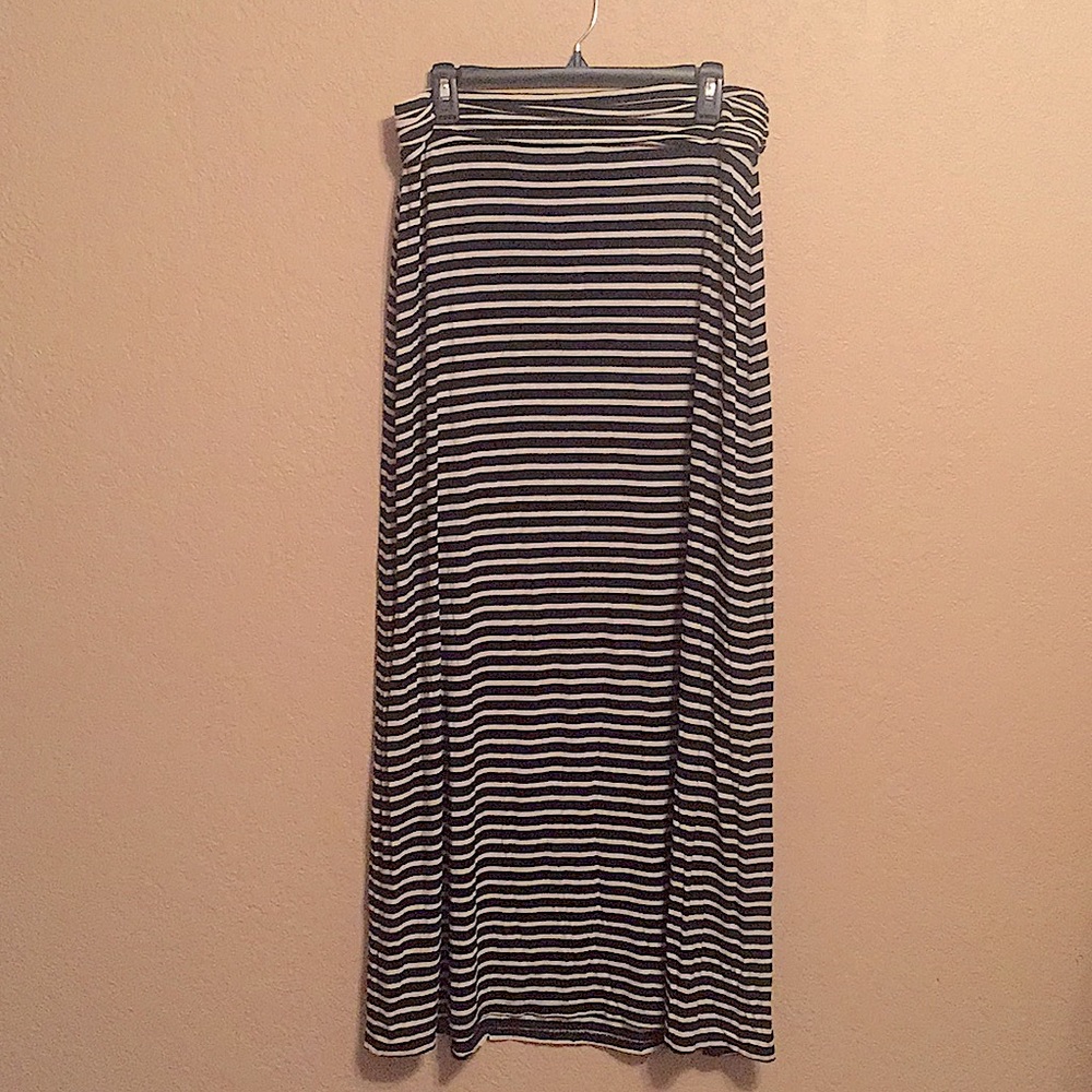 Black and White Striped Maxi Skirt